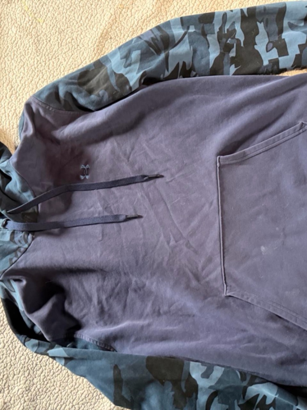 Under Armour Navy Blue Hoodie with Blue Camo Sleeves
